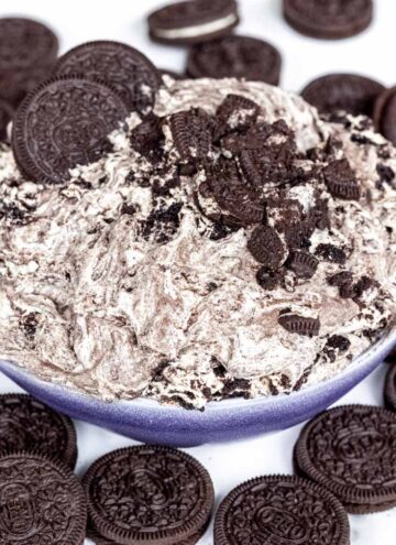 oreo fluff topped with crushed oreos in a bowl