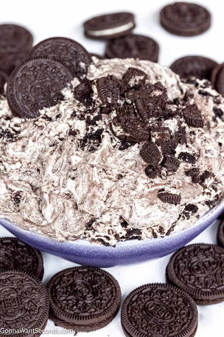 oreo fluff topped with crushed oreos in a bowl