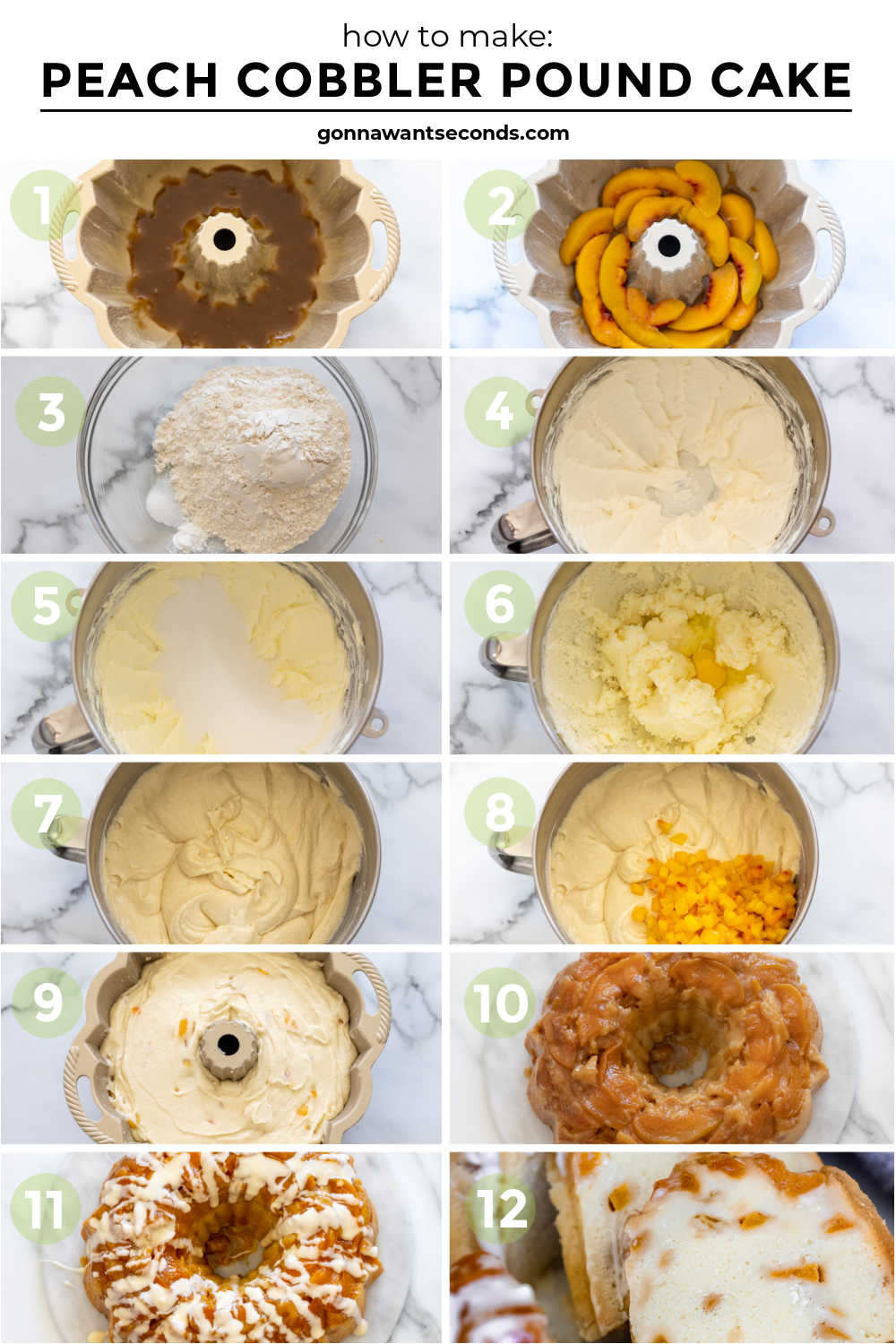 Step by step how to make peach cobbler pound cake
