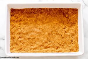 Step 1 how to make peanut butter lasagna, press the crust