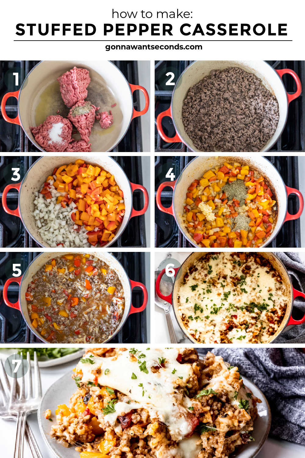 Step by step how to make stuffed pepper casserole