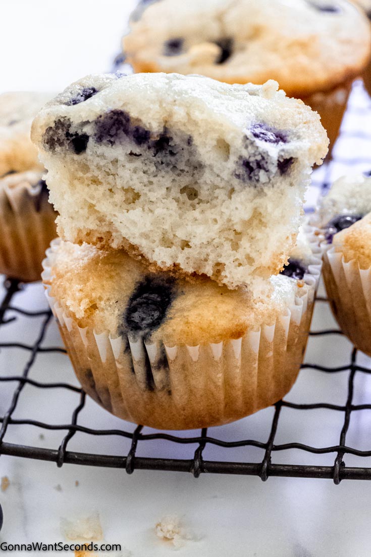 A pile of Bisquick Blueberry Muffins