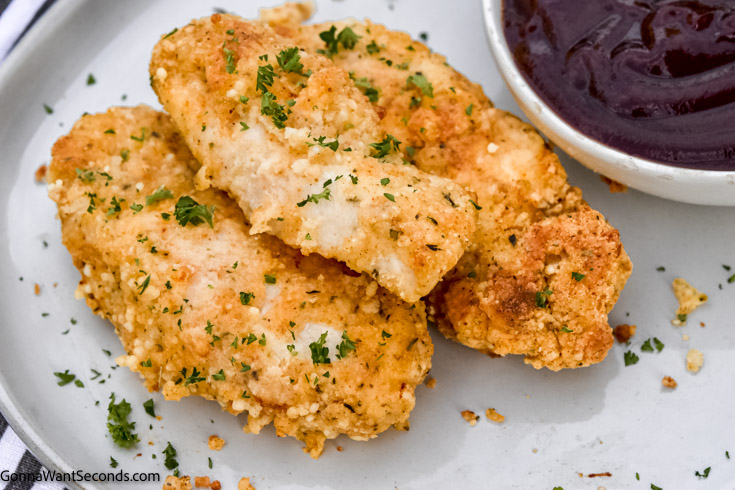 oven fried bisquick chicken tenders with sauce on the side