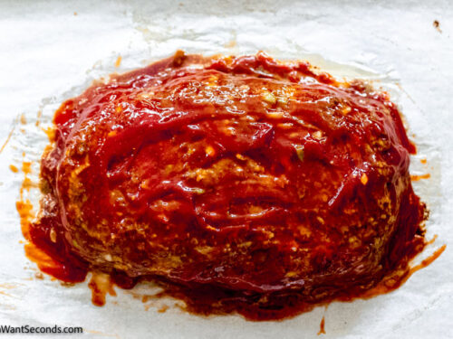 Step 6 how to make cracker barrel meatloaf copycat, brush the topping and bake again
