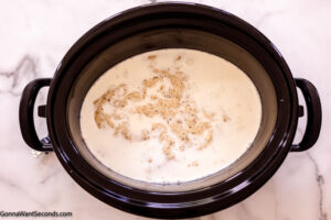 Step 3 how to make creamy garlic parmesan chicken slow cooker, pour milk