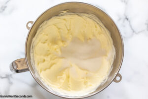 Step 3 how to make moist pineapple pound cake, Add sugar and mix.