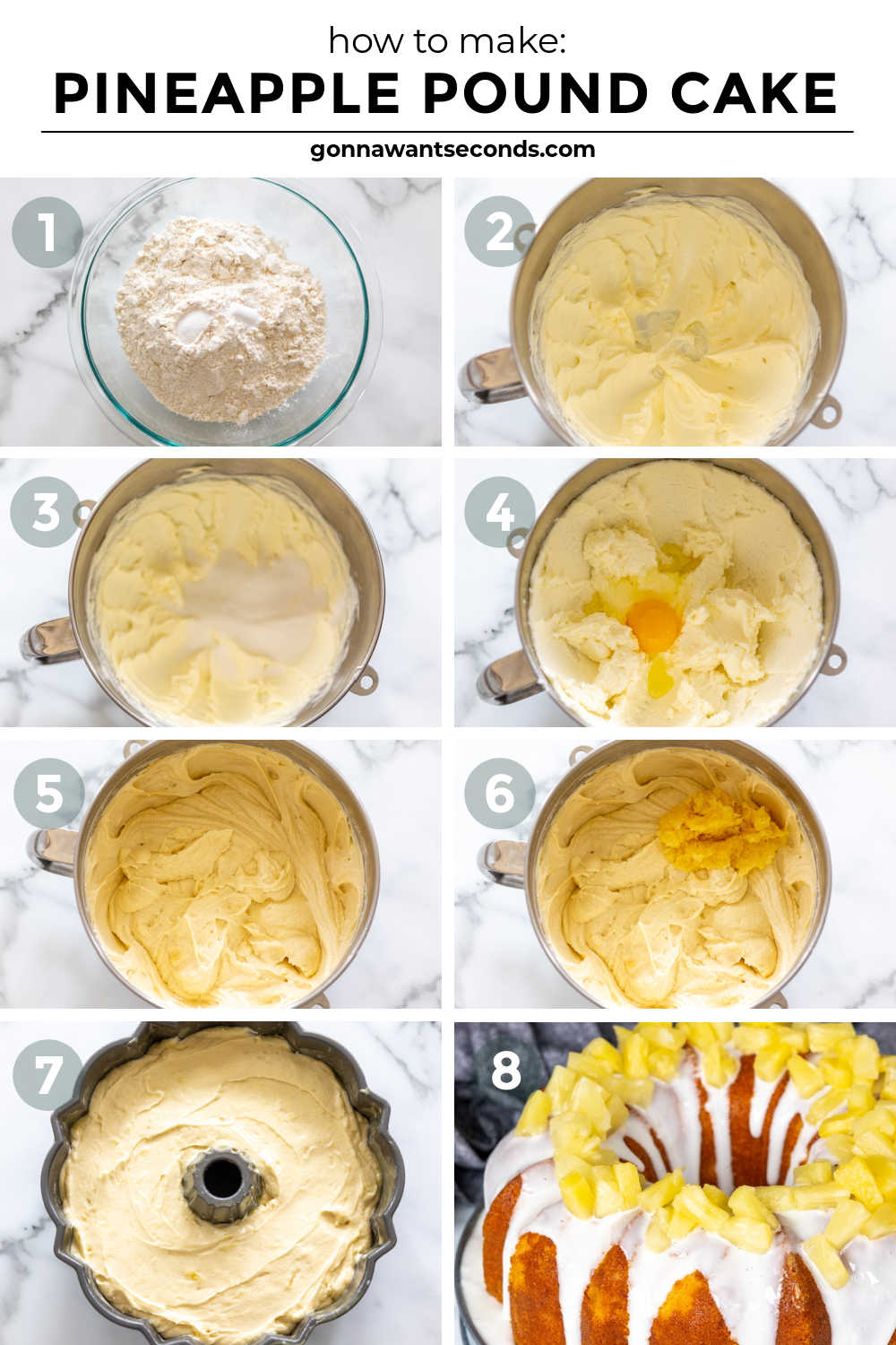 Step by step how to make pineapple pound cake