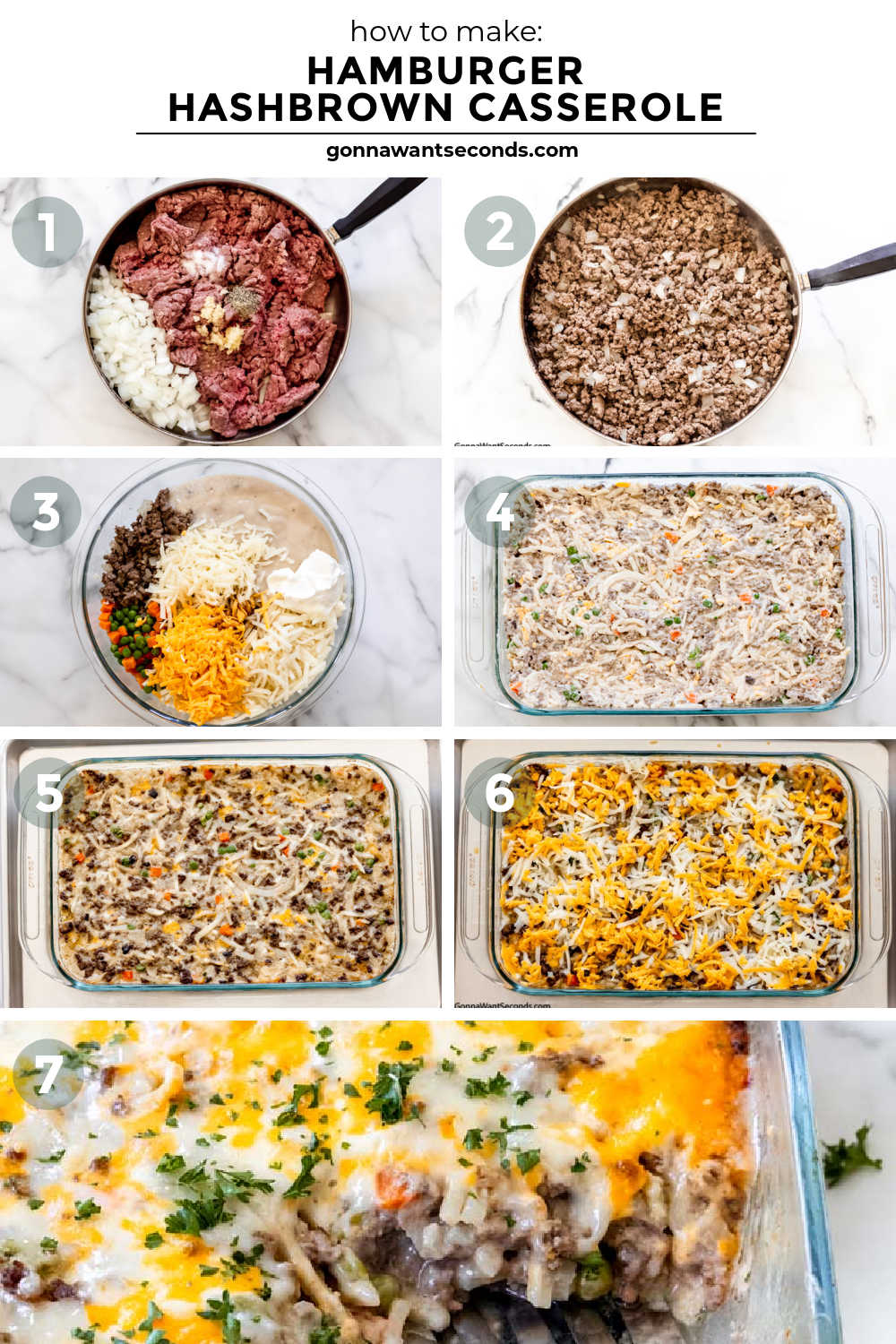Step by step how to make Hamburger Hashbrown Casserole