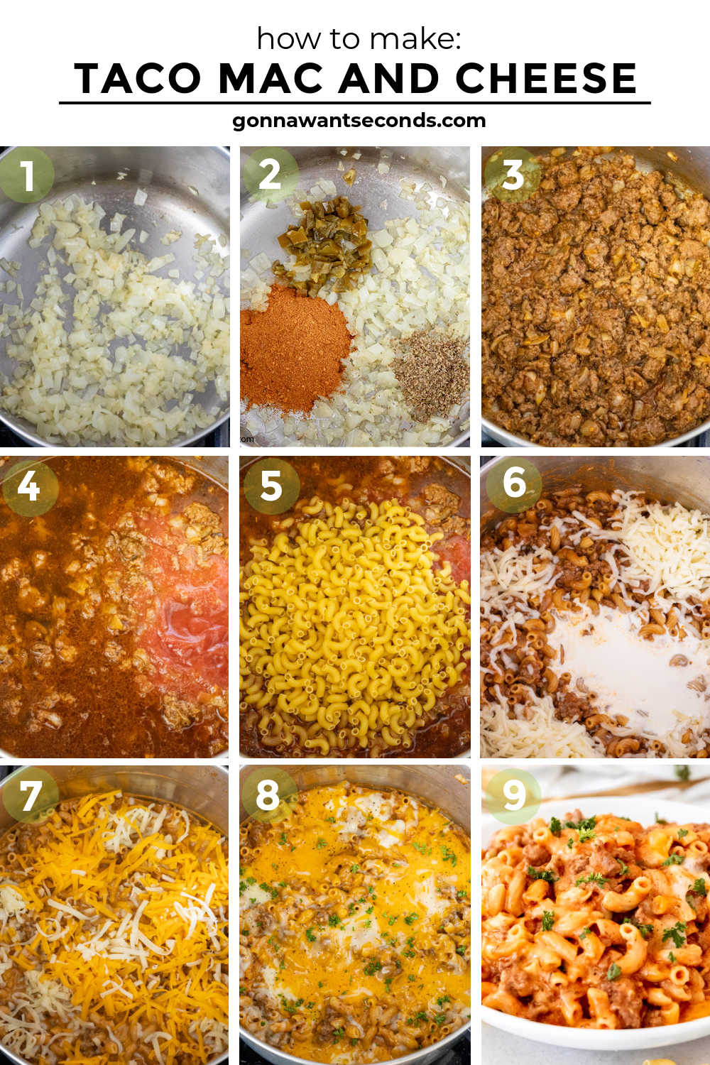 Step by step how to make taco mac and cheese