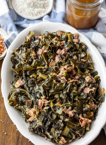 southern collard greens recipe on a serving plate