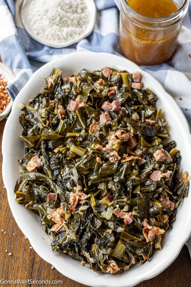 southern collard greens recipe on a serving plate