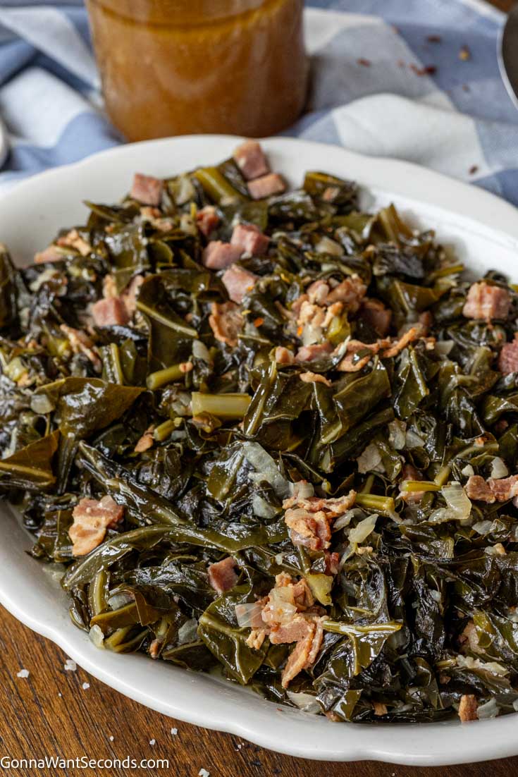 old fashioned collard greens recipe on a serving plate