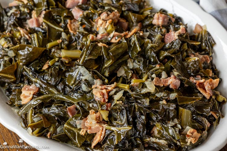 southern style collard greens on a serving plate