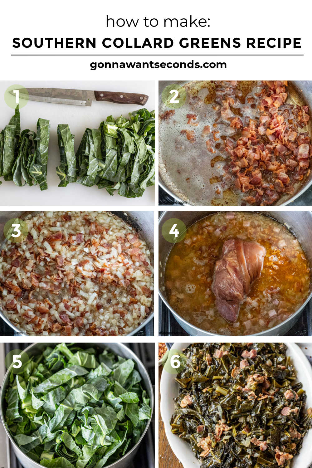 Step by step how to make southern collard greens recipe