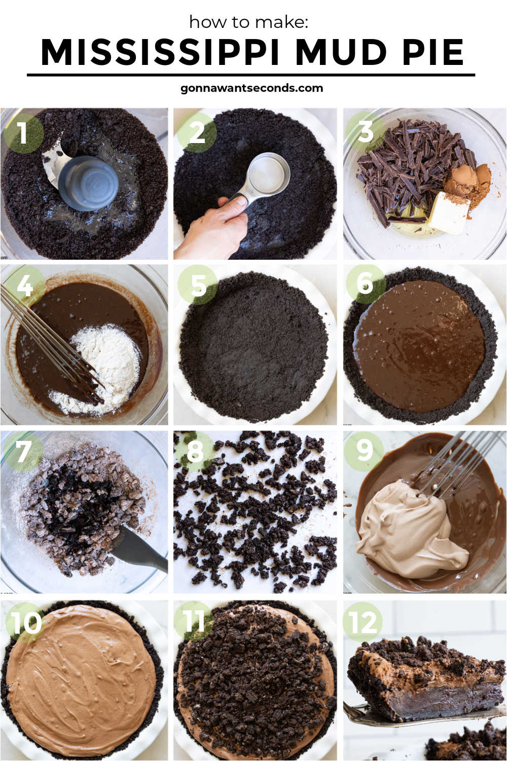 Step by step how to make Mississippi mud pie