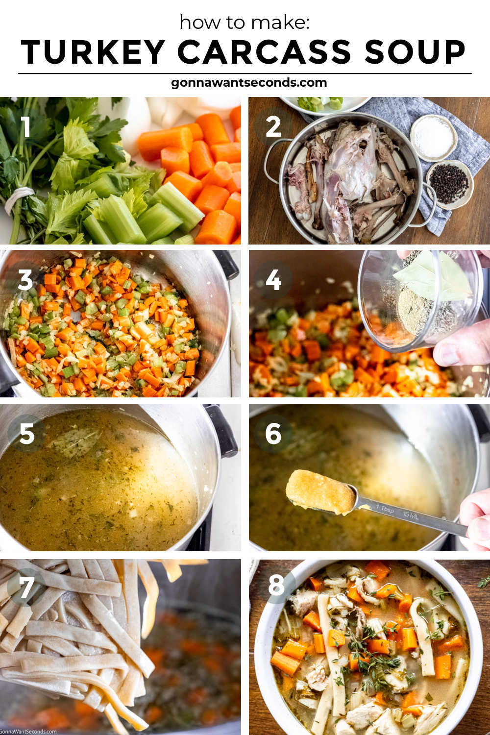 Step by step how to make turkey carcass soup