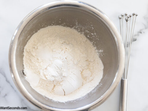 Step 1 how to make cherry winks, Whisk together flour, baking powder, and salt.