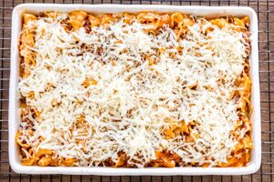 Step 10 how to make lazy lasagna casserole, bake covered with aluminum foil