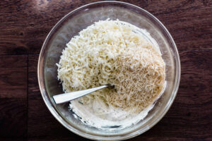 Step 6 how to make lazy lasagna casserole, mix in the mozzarella and parmesan