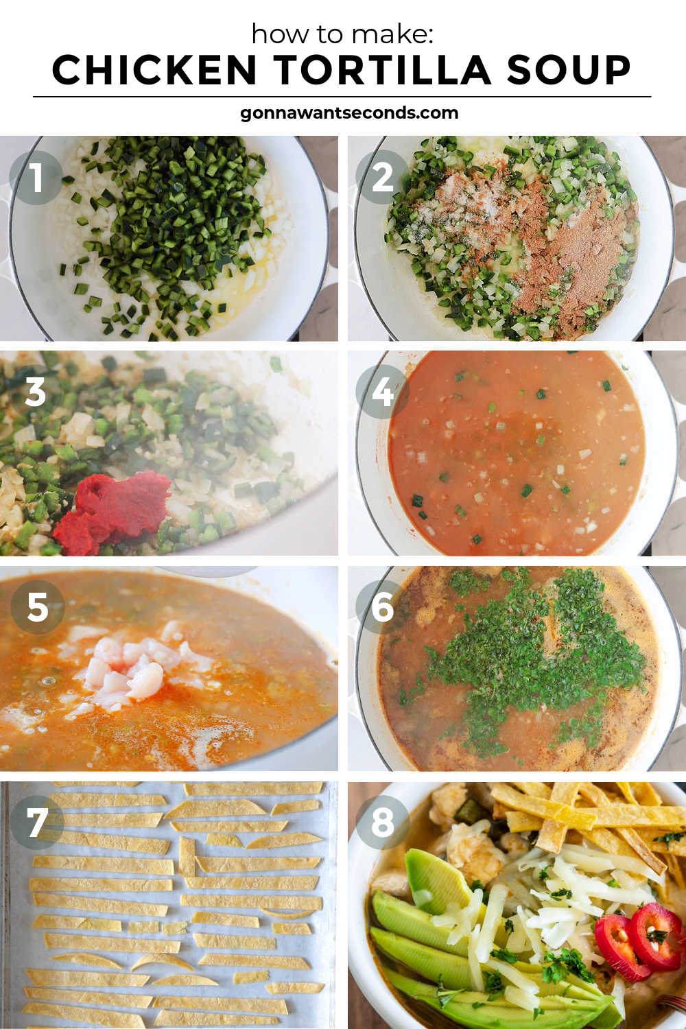 step by step how to make chicken tortilla soup