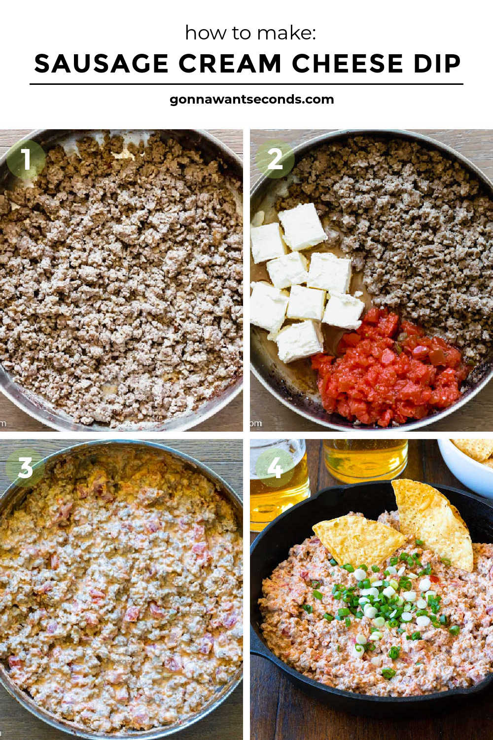 Step by step how to make How to make Sausage Cream Cheese Dip