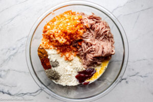 Step 5 how to make chicken meatloaf, To the mixing bowl add all the meatloaf ingredients.