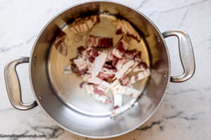 Step 1 how to make cowboy baked beans, Cook the bacon until crispy. Set aside.