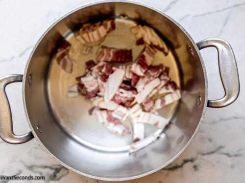 Step 1 how to make cowboy baked beans, Cook the bacon until crispy. Set aside.