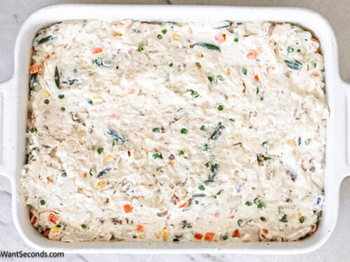 Step 5 how to make cracked out tater tot breakfast casserole, Transfer the mixture to the baking pan.