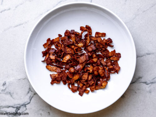Step 1 how to make cracked out chicken tater tot casserole, Cook the bacon and set aside.