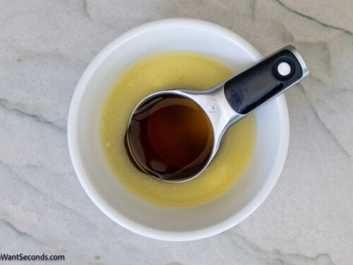 Step 6 how to make honey butter cornbread, While baking, make the topping by combining butter and honey.