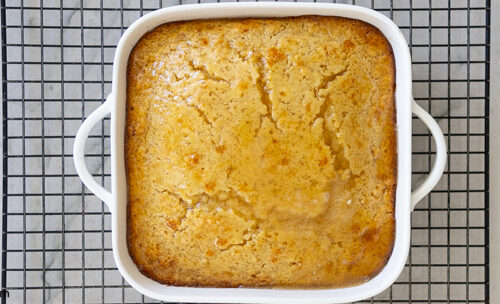 Step 7 how to make honey butter cornbread, As soon as the cornbread comes out of the oven, spread a layer of the honey butter over the top. Spread more layers once the first layer has been absorbed.