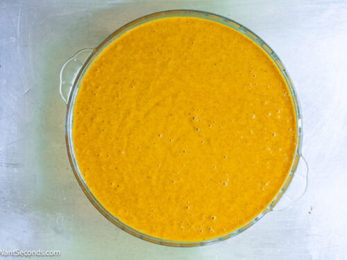 Step 4 how to make impossible pumpkin pie no crust, Pour the batter into the prepared pie plate and bake.