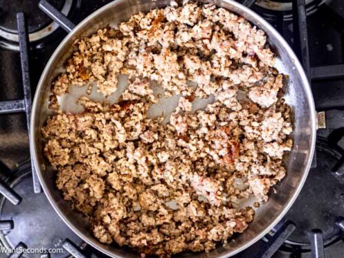 Step 1 how to makesausage and rice casserole, Brown the sausage and set aside.