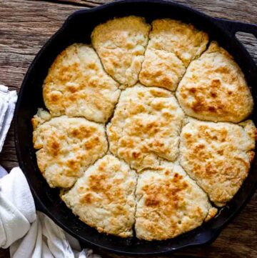 7-up biscuits in a cast-iron skillet
