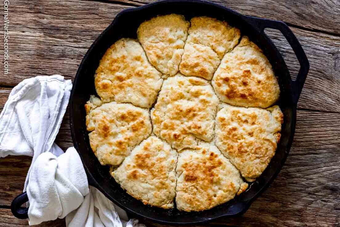 7-up biscuits in a cast-iron skillet