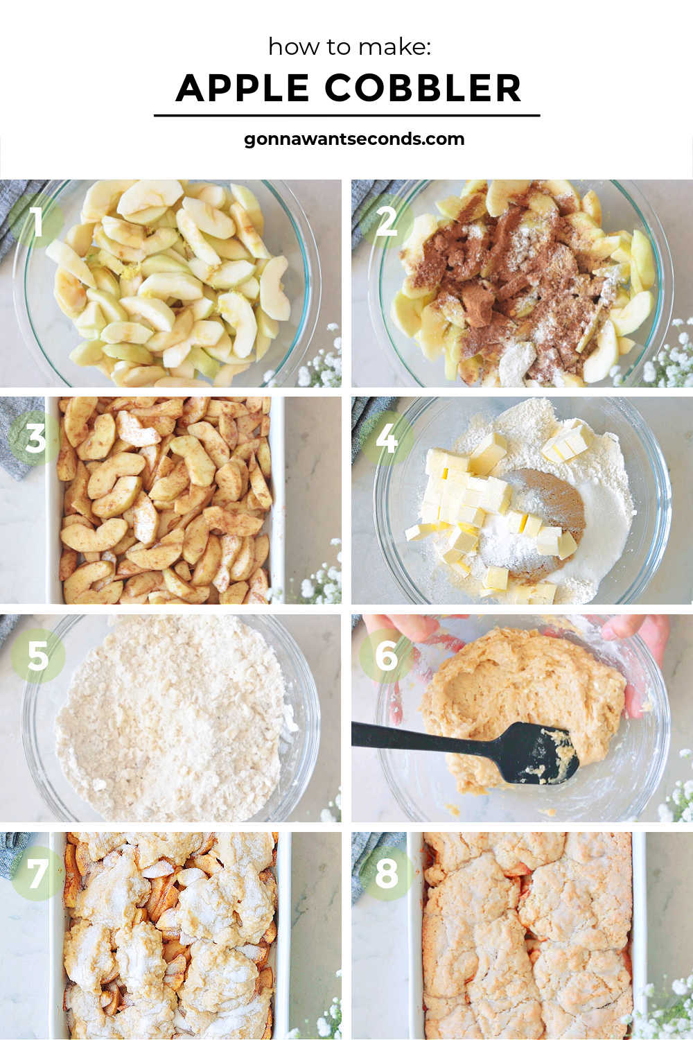 This old-fashioned apple cobbler is filled with tender cinnamon apples and topped with a buttery golden cobbler crust. #applecobbler #cobblerrecipes step by step how to make apple cobbler