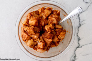 Step 1 how to make buffalo chicken casserole, Marinade the chicken.