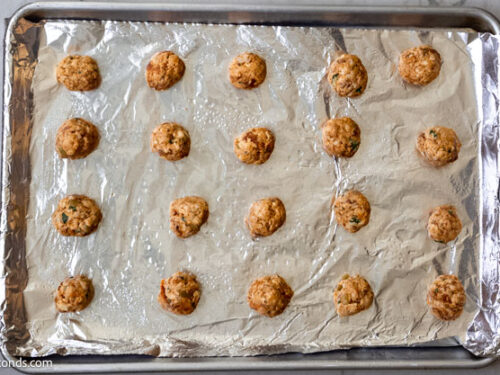 Step 3 how to make Doritos sausage balls, Place it on the baking sheet and bake.