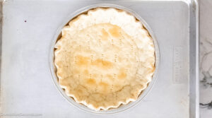 Step 1 how to make butterscotch pie, Bake the pie crust.