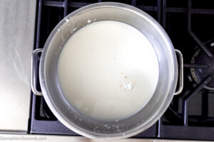 Step 2 how to make brown butter butterscotch pie, Make the filling. Cook the filling ingredients in a saucepan.