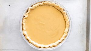 Step 3 how to make old fashioned butterscotch pie, Pour the filling mixture into the baked pie and refrigerate.