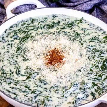 creamed spinach in a skillet