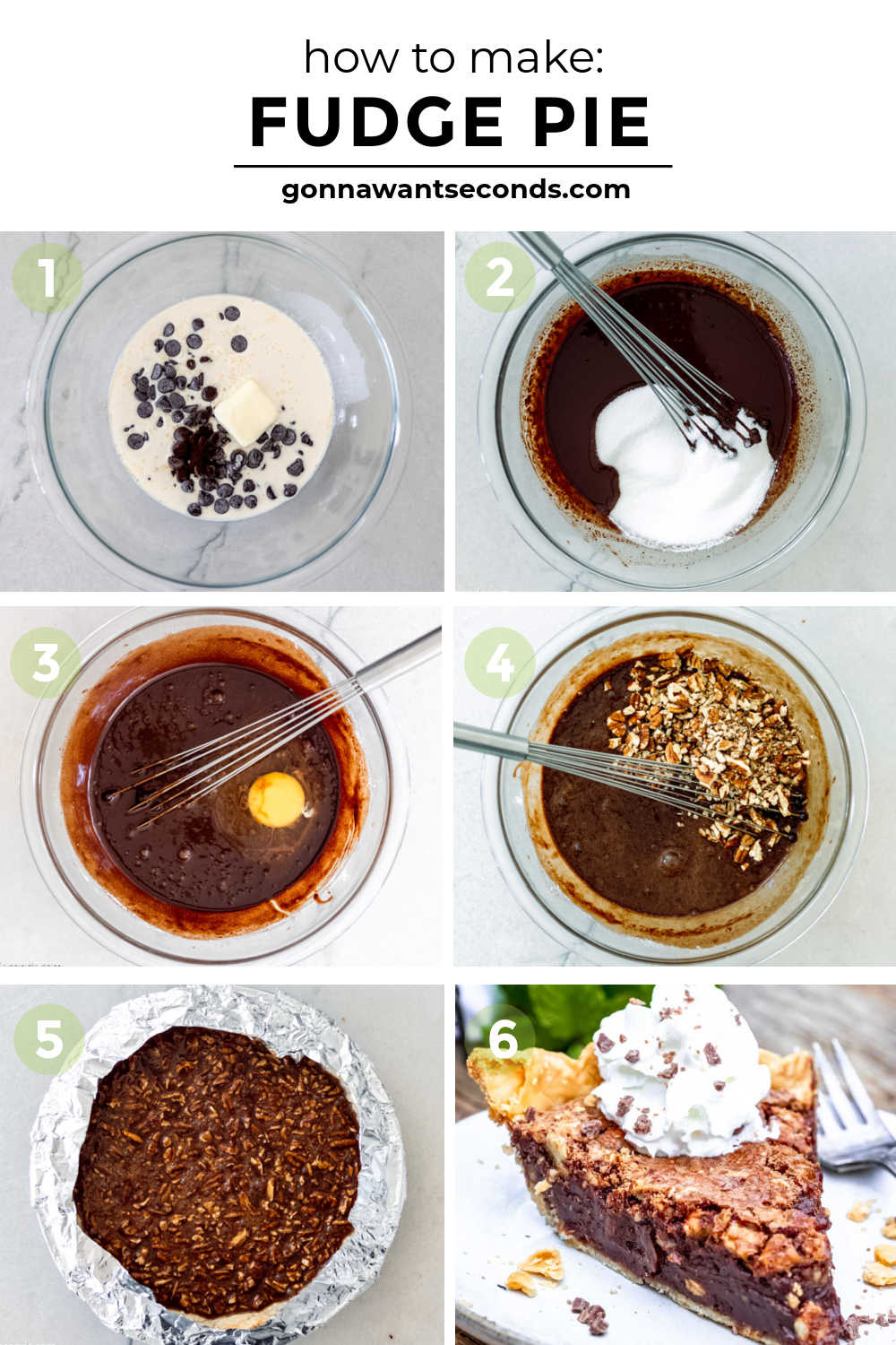 Step by step how to make fudge pie