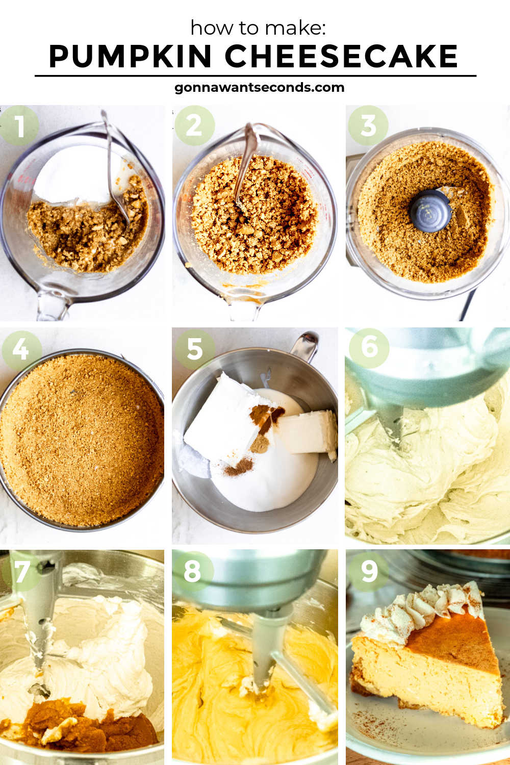 Our pumpkin cheesecake is rich, super creamy, and velvety smooth. It's the perfect holiday dessert, but why limit to such a short season? #pumpkincheesecake #cheesecake step by step how to make pumpkin cheesecake