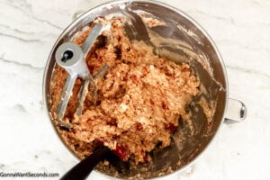 Step 2 how to make Rotel cream cheese sausage balls, Mix.