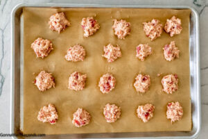 Step 3 how to make Rotel cream cheese sausage balls, Form the sausage balls and bake.