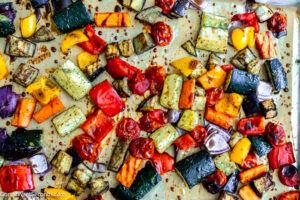 Step 8 how to make roasted Mediterranean vegetables with balsamic, Sprinkle with pine nuts.