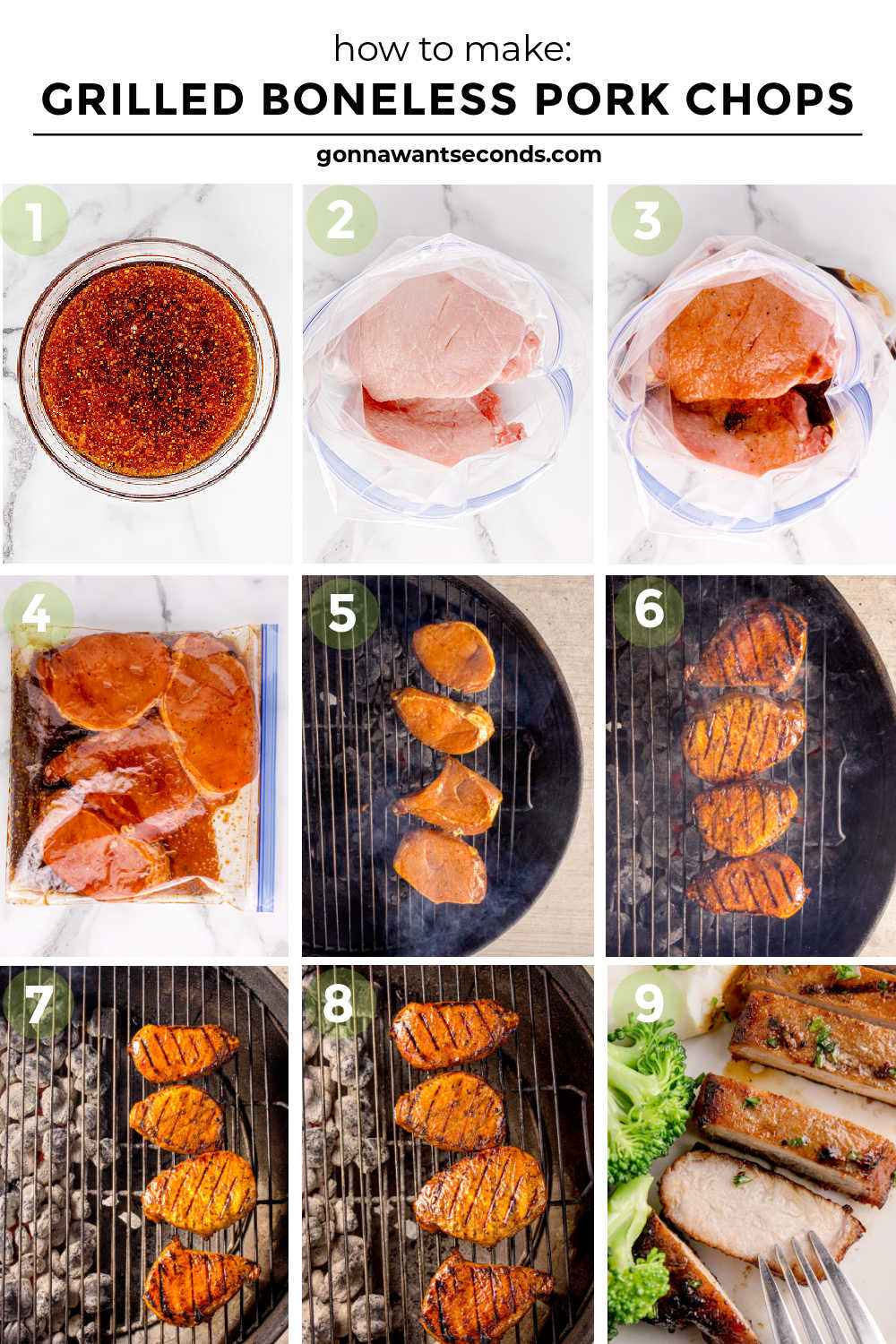 step by step how to make grilled boneless pork chops