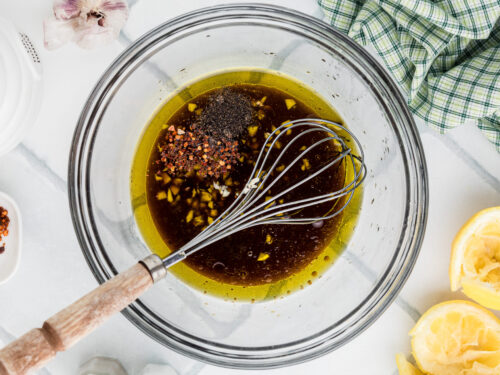 Step 1 how to make grilled chicken kabobs, Mix all the marinade ingredients in a bowl.